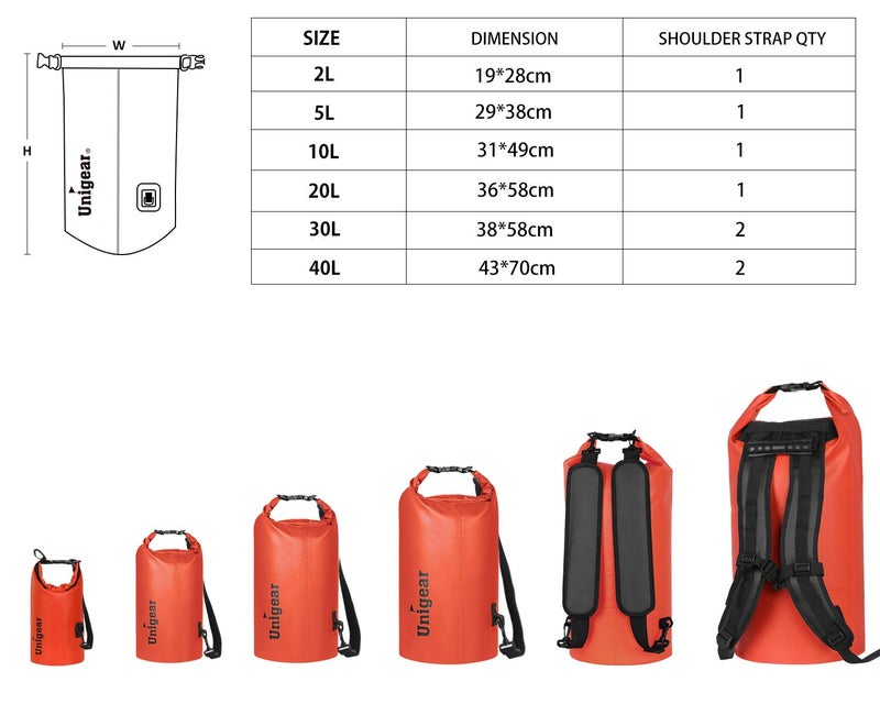 Unigear Dry Bag Waterproof, Floating and Lightweight Bags for Kayaking, Boating, Fishing, Swimming and Camping with Waterproof Phone Case (Orange, 10L) - Image 1
